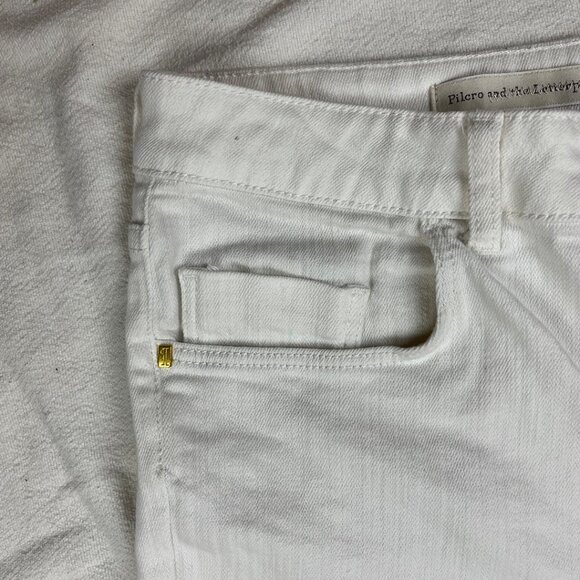 Anthropologie Pilcro Script White Jeans Size 32 Slim Straight Leg High Rise - Picture 5 of 14
